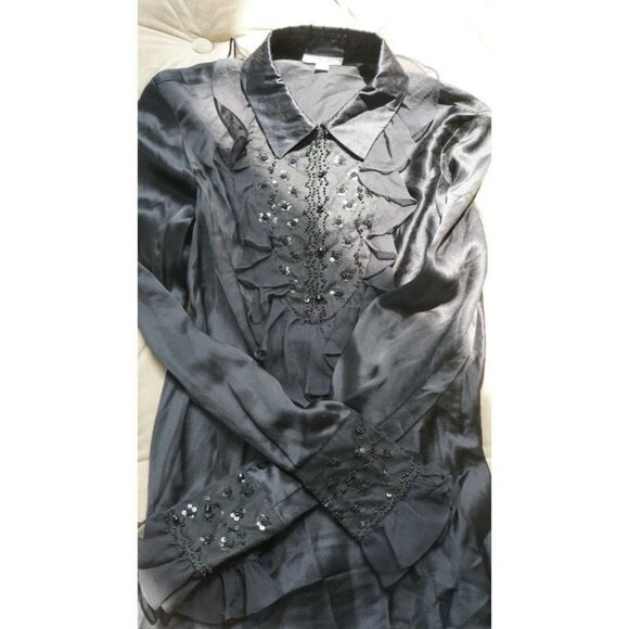 CACHE SIZE 4 BLACK SILK TOP W/BEADS - Picture 6 of 6